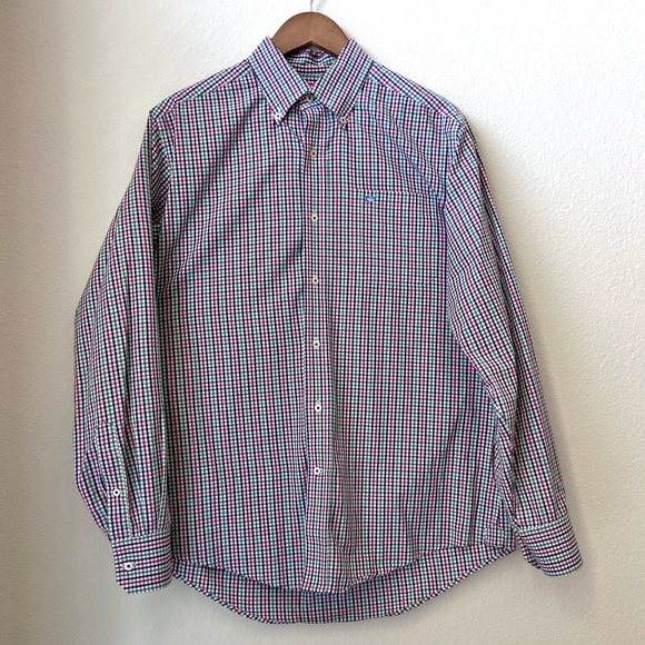 🆕 Southern Tide Gingham Button Down - Navy, Green, Red, & White - Picture 2 of 13